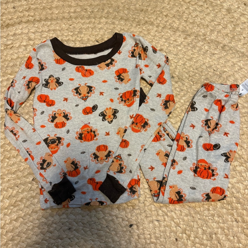 Kids Autumn Harvest Pajama Set - Orange and Brown